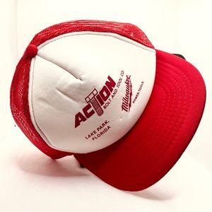 Vtge Milwaukee Power Tools Red Mesh Hat Cap - Pennant Winner Action Bolt & Tools